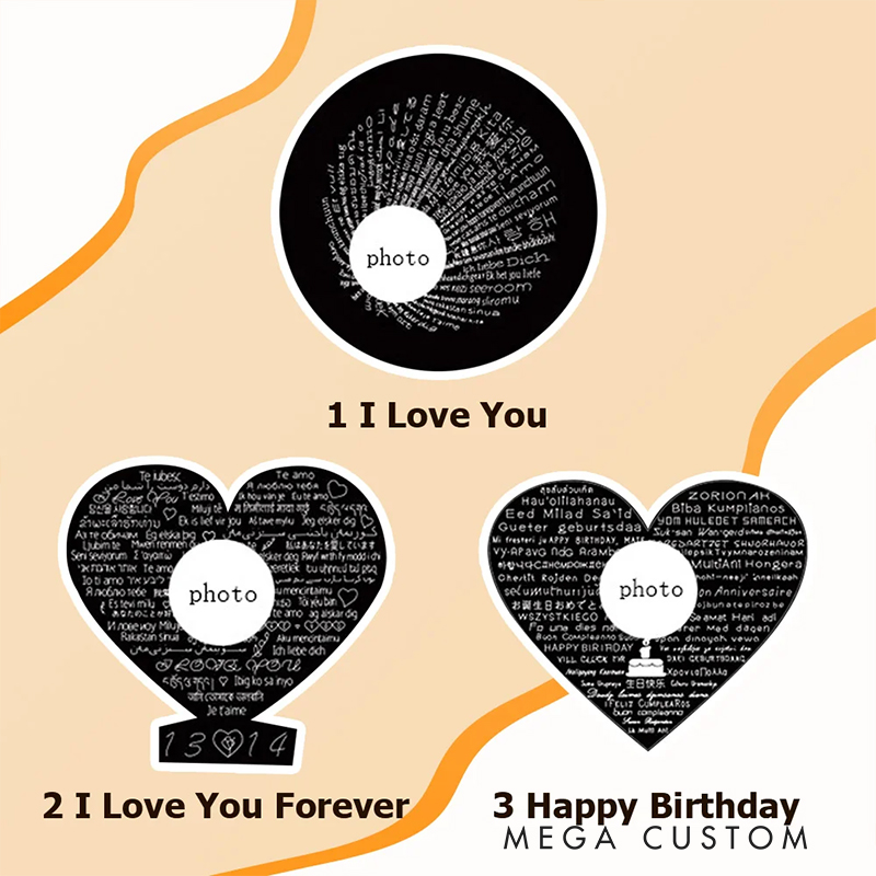 Personalized Photo Projection Cross Heart Necklace I Love You in 100 Languages Anniversary Birthday Gift for Women