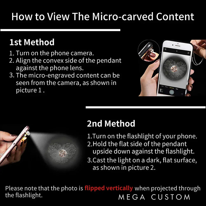 Personalized Rose Cross Heart-shaped Micro-Carved Photo Projection Necklace Birthday Anniversary Gift for Woman