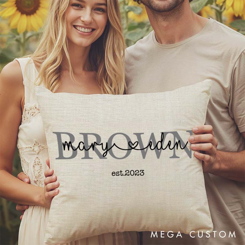 Personalized Couple Anniversary Pillow Couple Last Name Design Pillow with Established Year Husband Wife Wedding Anniversary Pillow for Her Him