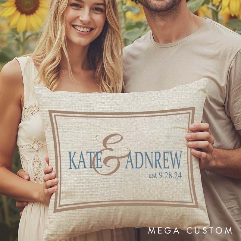 Personalized Couple Anniversary Pillow Custom Elegant Pillow with Couple Name Husband Wife Wedding Anniversary Pillow for Her Him