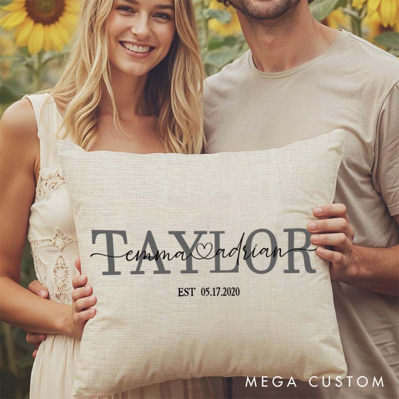 Personalized Couple Anniversary Pillow Husband Wife Wedding Anniversary Pillow Couple Last Name Design Pillow with Wedding Year