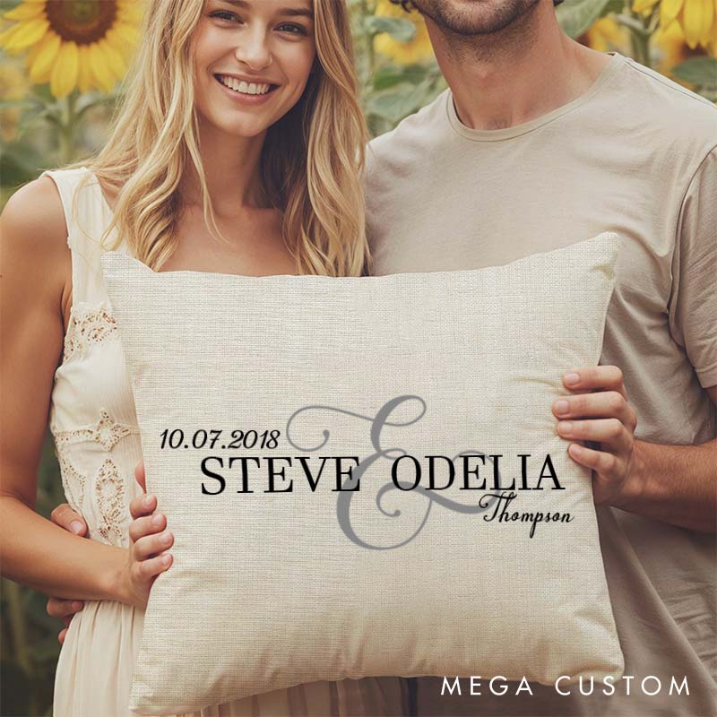Personalized Couple Anniversary Pillow Husband Wife Wedding Anniversary Pillow Couple Anniversary Gift Classic Design Pillow with Wedding Date