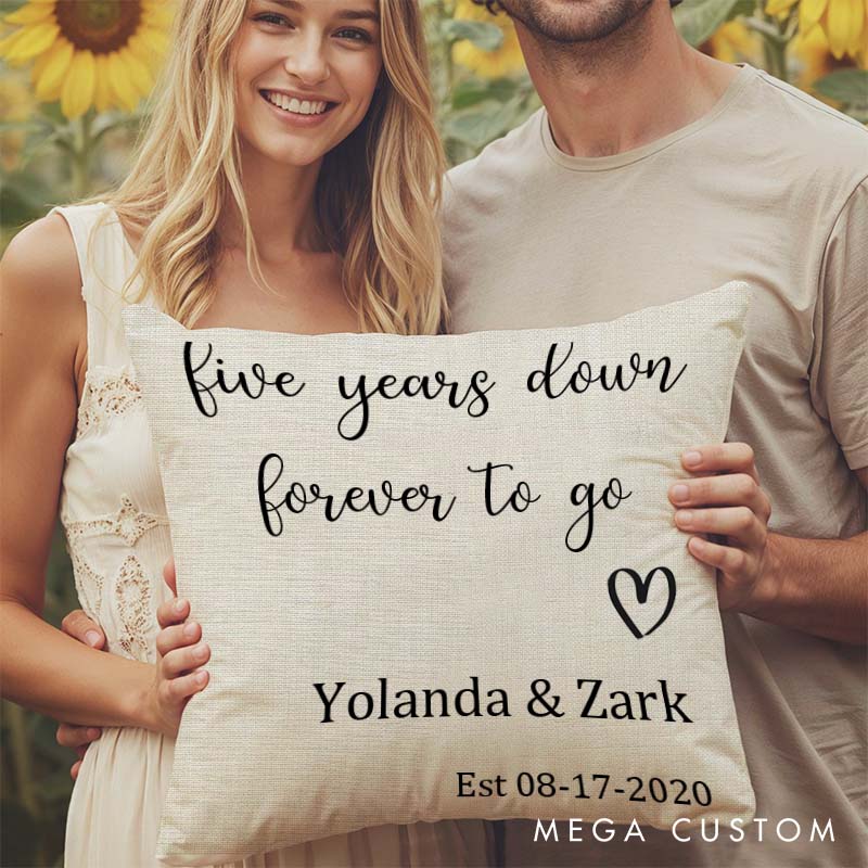 Personalized Couple Anniversary Pillow "Two Years Down, Forever To Go" Anniversary Pillow Husband Wife Wedding Anniversary Gift