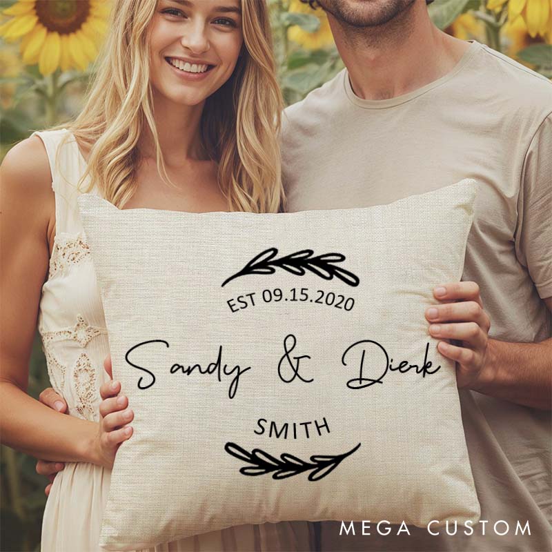 Personalized Couple Anniversary Pillow Husband Wife Wedding Anniversary Gift Pillow Minimalist Pillow with Names and Established Year