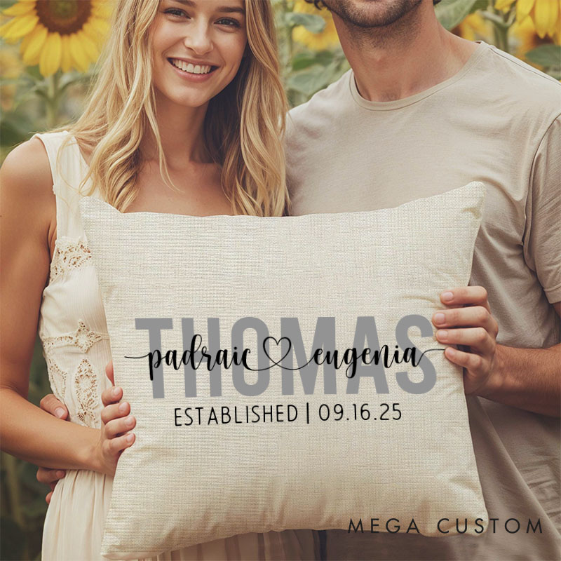 Personalized Couple Stunning Mr. and Mrs. Pillow with Initials Custom Couple Name Valentine's Day Pillow with Heart Husband Wife Pillow for Him Her