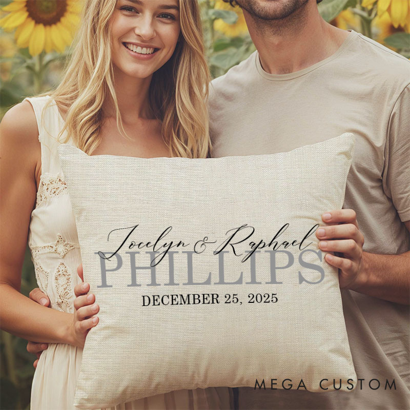 Personalized Couple Elegant Mr. and Mrs. Pillow with Initials Custom Couple Name Valentine's Day Pillow Hubby Wifey Husband Wife Pillow for Him Her