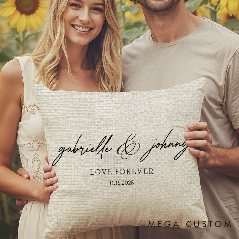 Personalized Couple Romantic Love Forever Pillow Custom Couple Name Valentine's Day Pillow Boyfriend Girlfriend Gift Husband Wife Pillow for Him Her