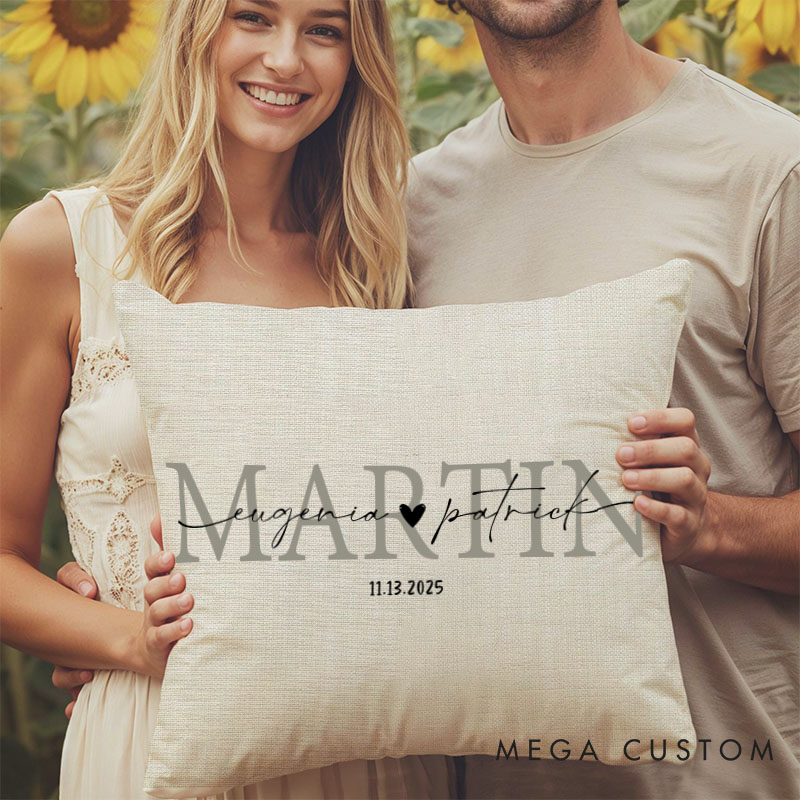 Personalized Couple Mr. and Mrs. Pillow with Heart Custom Couple Name Valentine's Day Pillow Hubby Wifey Gift Husband Wife Pillow for Him Her