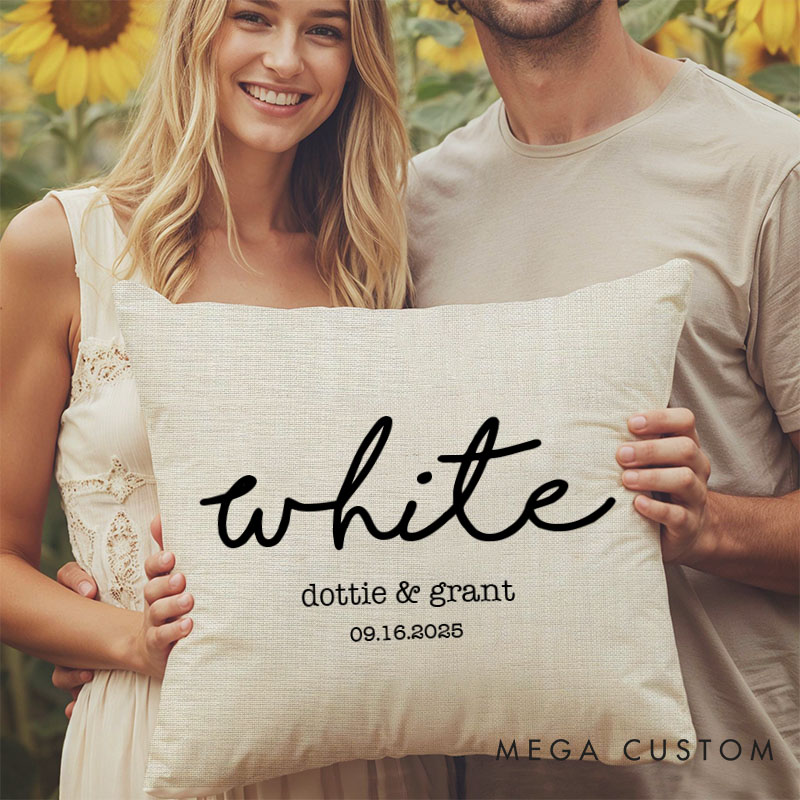 Personalized Stylish Couple Name Pillow Custom Couple Valentine's Day Pillow with Date Mr. and Mrs. Pillow Husband Wife Pillow for Him Her