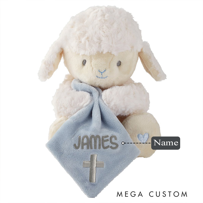 Personalized Jesus Loves me Little Lamb with Name Religious Gift Birthday Gift for Boys and Girls