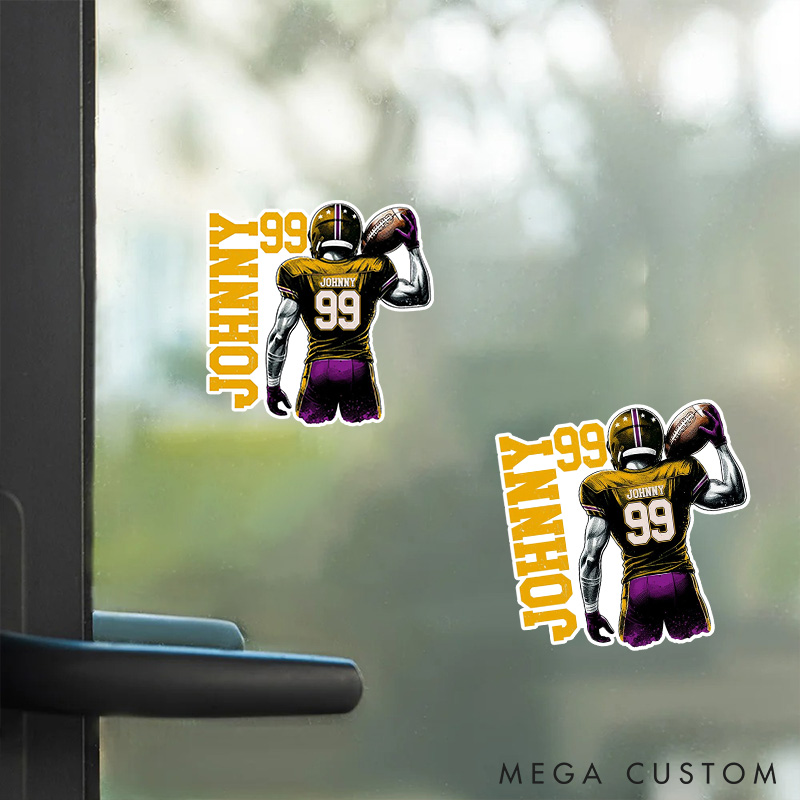 Personalized American Football Sticker with Custom Name and Number, Gift Football Team