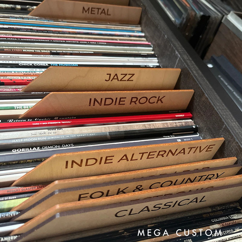 Personalized Wooden Vinyl Record Dividers Classic Tab record dividers Musician Gift Music Teacher Gift Father Gift