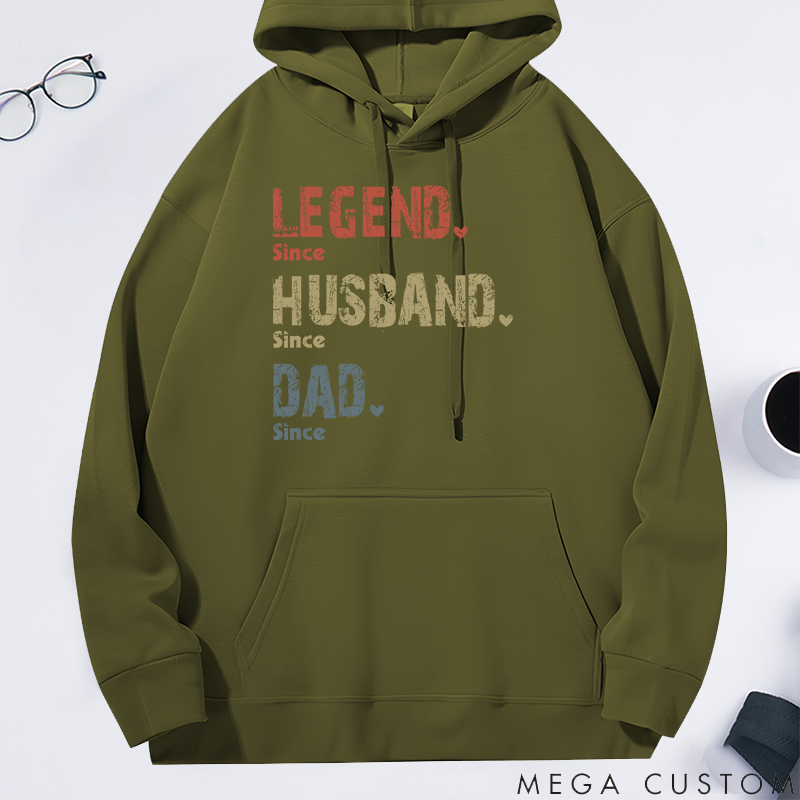 Personalized Legend Husband Dad and Papa Since Classic Hoodies Father's Day Birthday Gifts for Dad Grandpa