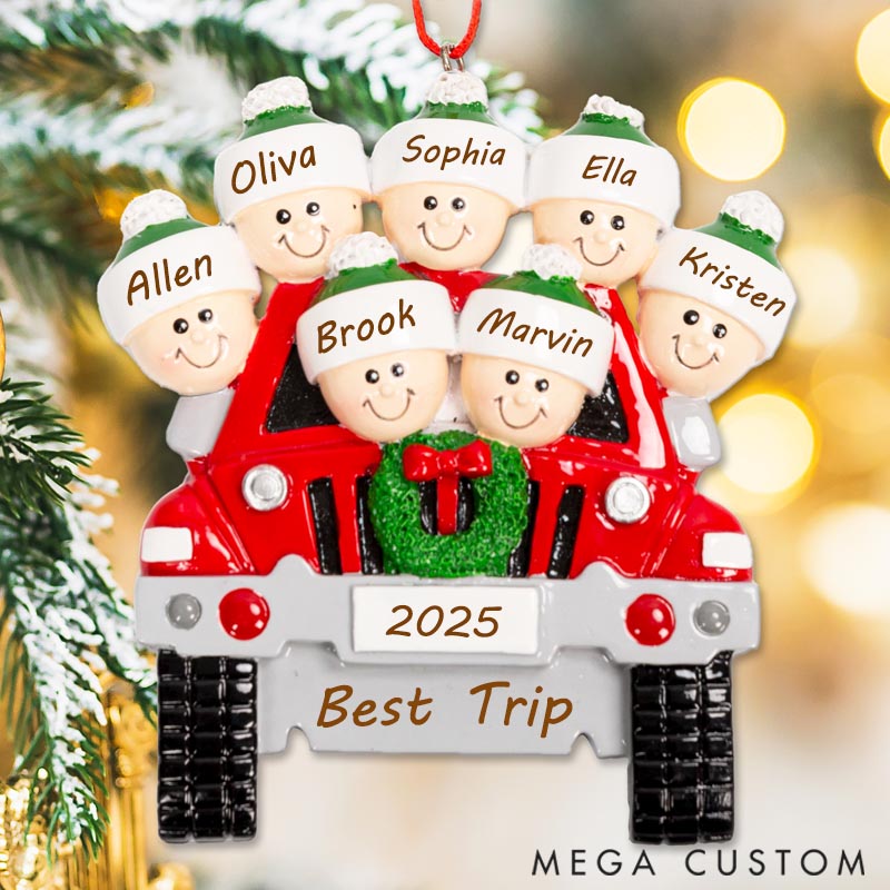 Personalized Custom Christmas Resin Ornaments Family Vacation Driving Trip Theme Truck Decorations