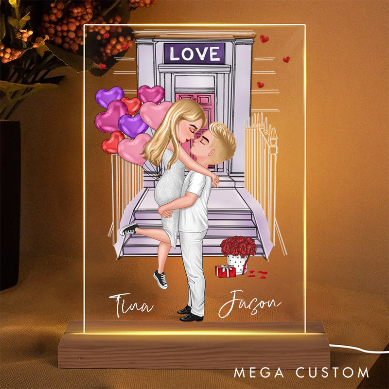 Personalized Couple Kissing Front Porch LED Night Light Wedding Gift For New Couple Newlyweds Room Decoration