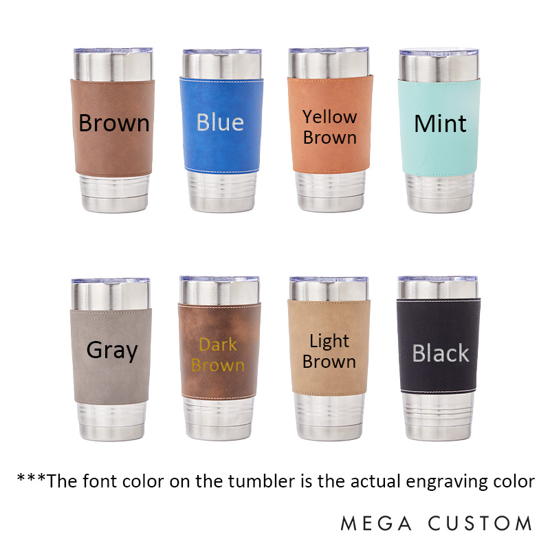 Personalized Groomsmen Gifts 20oz Tumblers Custom Men’s Tumbler with Leather Sleeve for Best Man Leather Coffee Mug for Groom Best Man Wedding Party Gift Tumbler