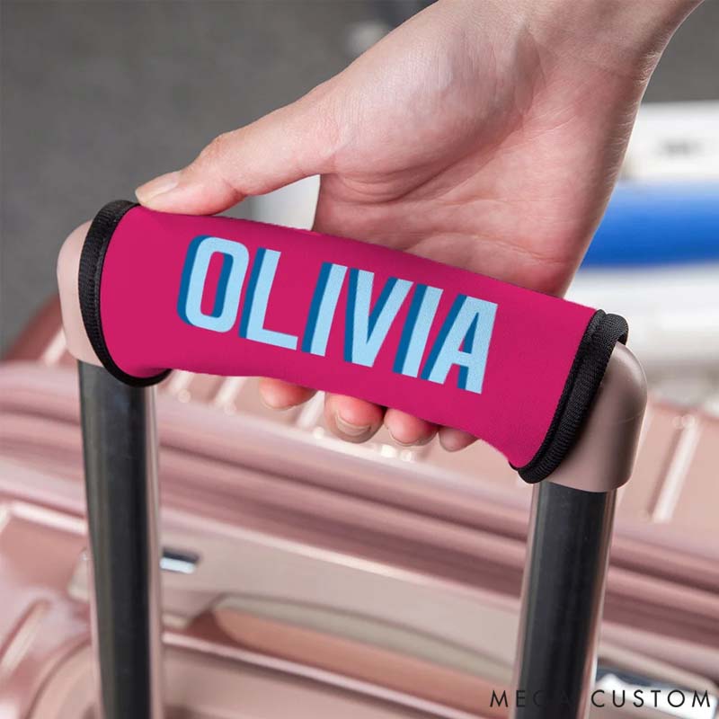 Personalized Multicolor Shadow Monogram Luggage Handle Wrap Identifier with Contact Card Travel Accessories Birthday Gift for Travel Lovers