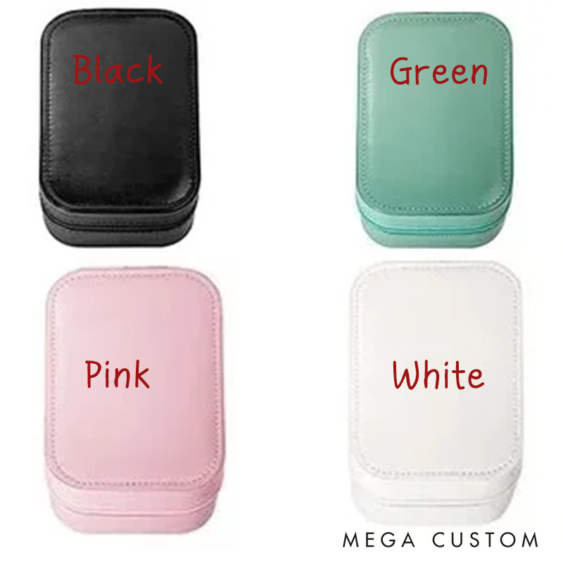 Personalized Cartoon Character Birth Flower Leather Jewelry Box with LED Three-color Makeup Mirror Travel Essential Birthday Gift for Women