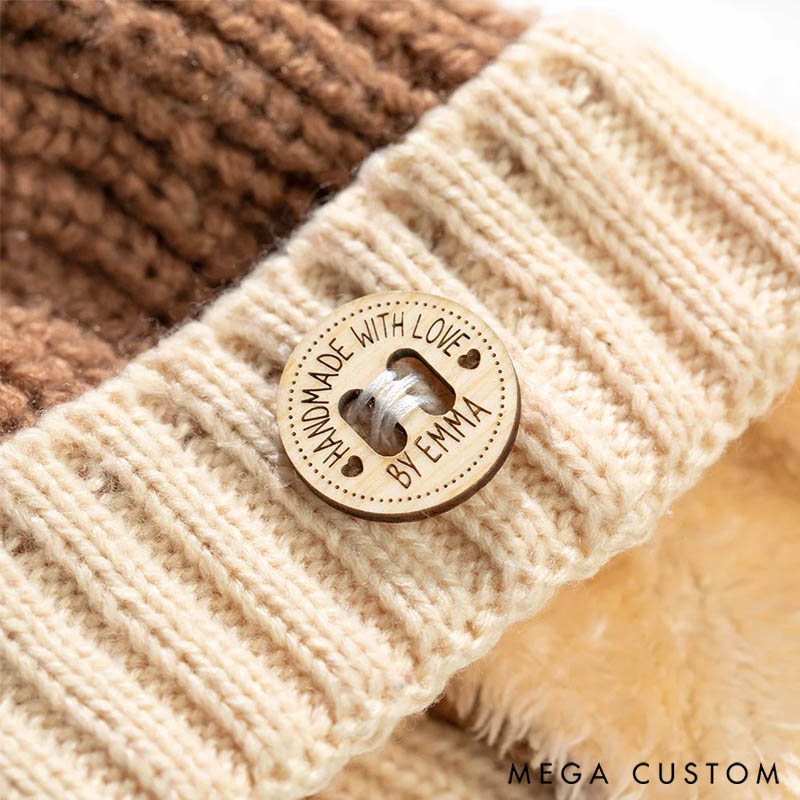 Personalized Handmade with Love Wooden Buttons Set of 10 Clothing Labels Gift for Mother Grandma Knitting Crocheting Lovers