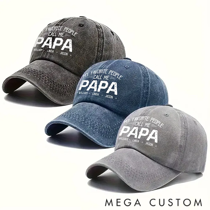 Personalized Custom Vintage Washed Denim Cap My Favorite People Call Me Daddy