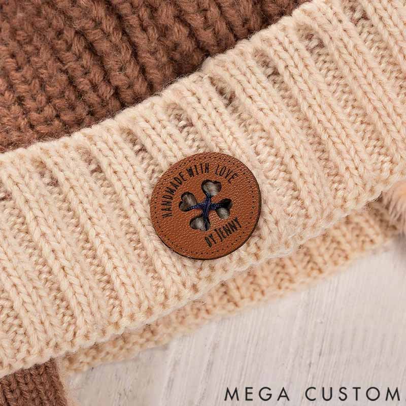 Personalized Handmade with Love Leather Button Set of 10 Clothing Hat Labels with Engraved Name Birthday Gift for Knitting Crocheting Lovers