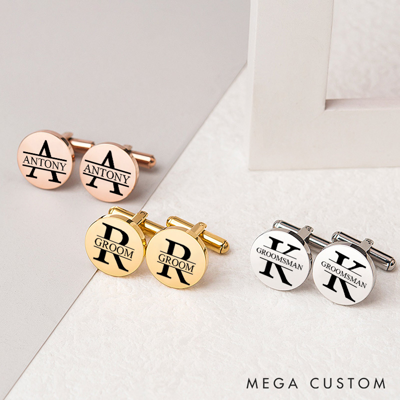 Personalized Engraved Groomsmen Cufflinks Custom Monogrammed Wedding Party Cufflinks Groomsmen Proposal Cufflink for Men Best Man Gift