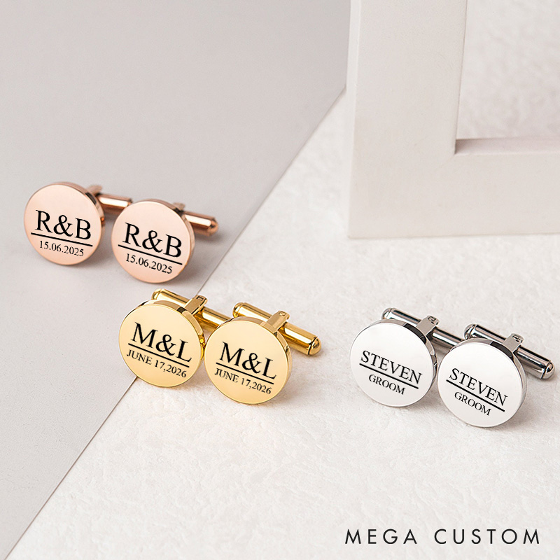 Personalized Groom Cufflinks Custom Wedding Party Cufflinks for Groom Engraved Cufflinks for Men Best Man Bachelor Gift