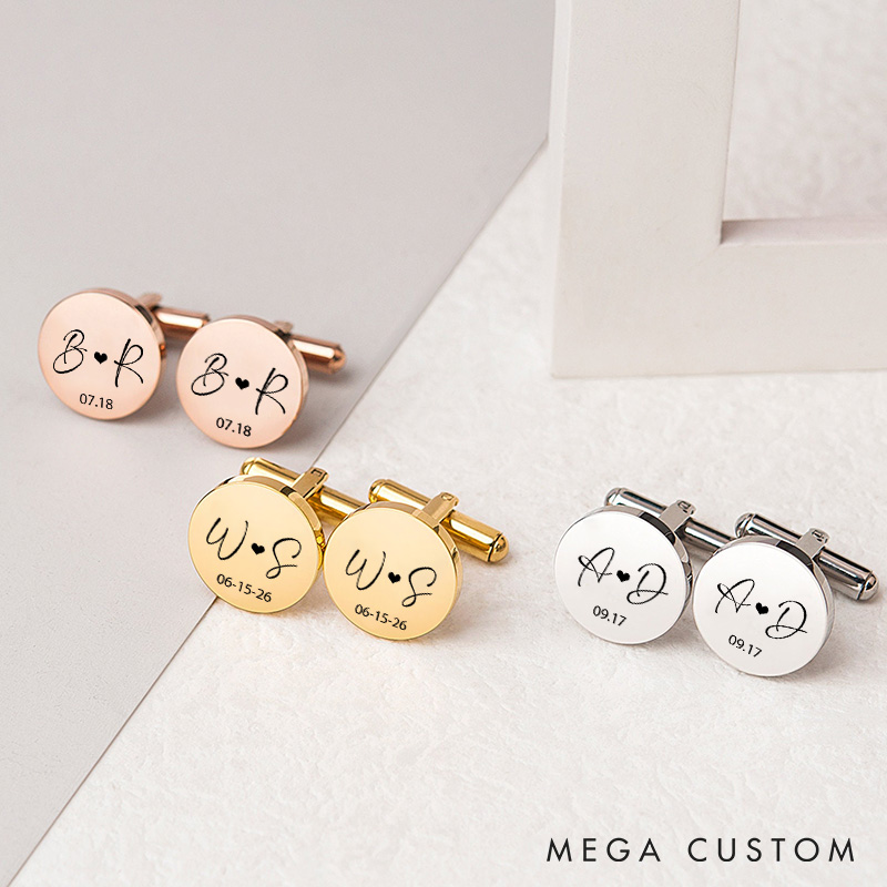 Personalized Engraved Cufflinks Husband Groom Cufflinks Steel Cufflink for Him Wedding Gift Anniversary Gift Cufflinks for Men