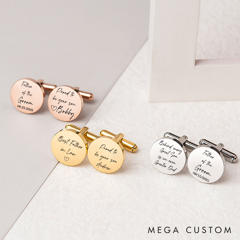 Personalized Father of the Groom Cufflink Engraved Cufflinks for Groom Dad Wedding Gift Cuff Link for Dad Bachelor Favors Cufflinks