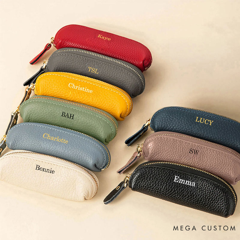 Personalized Multicolor Mini PU Leather Coin Purse Makeup Bag with Name Daily Travel Accessories Birthday Gift for Women