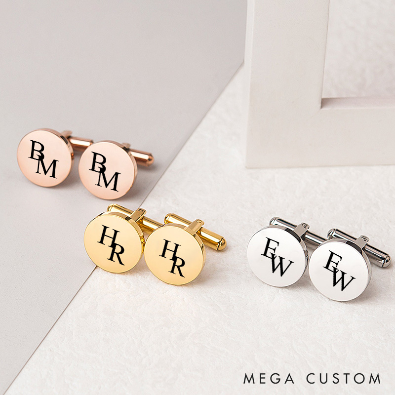 Personalized Minimalist Initial Cufflinks Custom Engraved Cufflinks for Groom Groomsman Bachelor Party Favors Cuff Links
