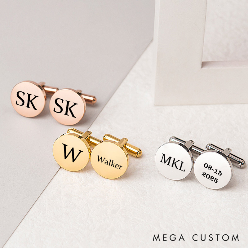 Personalized Engraved Initial and Name Cufflinks  Men's Wedding Accessory Cuff Links Groomsman Proposal Gift Cufflinks Groom Gift