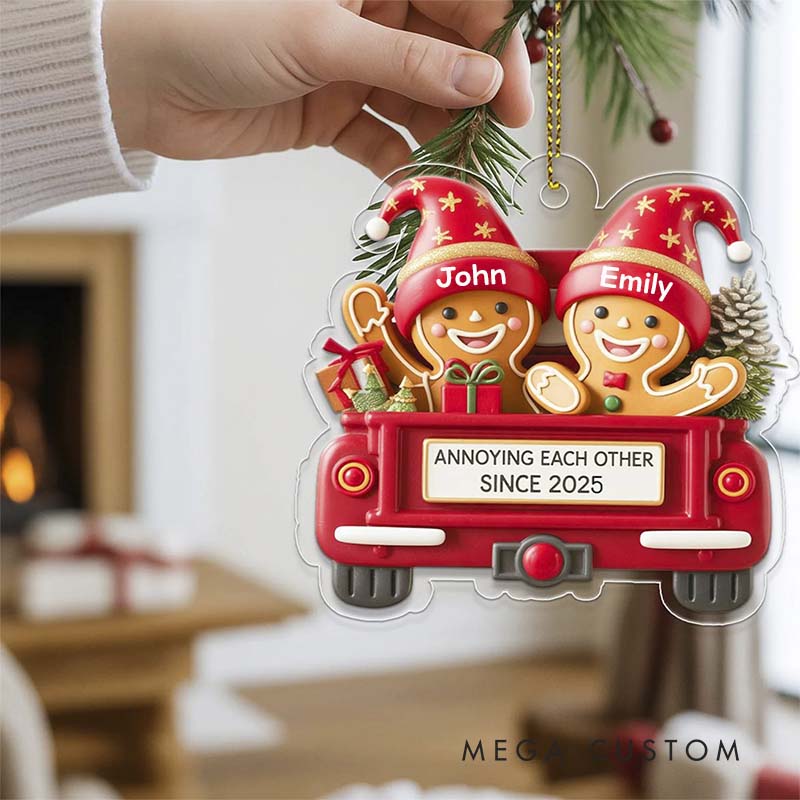 Personalized Couple Gingerbread Christmas Ornament Annoying Each Other Since for Newlyweds Couple Custom Name Ornaments for Husband Wife