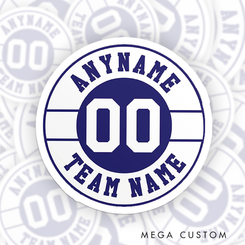 Personalized Athletic Sticker with Circular Team Design and Custom Details  