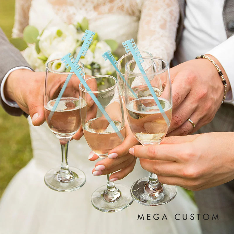 Personalized Wedding Drink Stirrers Custom Newlyweds Cocktail Stir Sticks New Couple Wedding Engagement Party Drink Tags Special Events Drink Stirrers