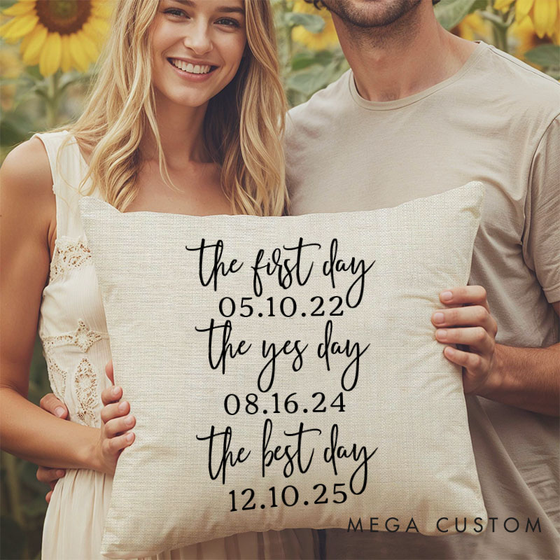 Personalized Couple The First Day The Yes Day The Best Day Pillow Newlyweds Wedding Engaged Pillow Bridal Shower Gift for Bride Groom