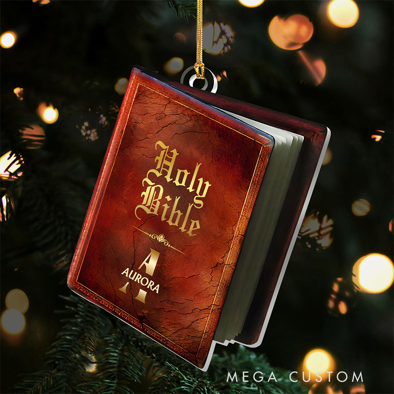 Personalized Holy Bible Acrylic Ornament with Name Home Decor Religious Gift for Christians