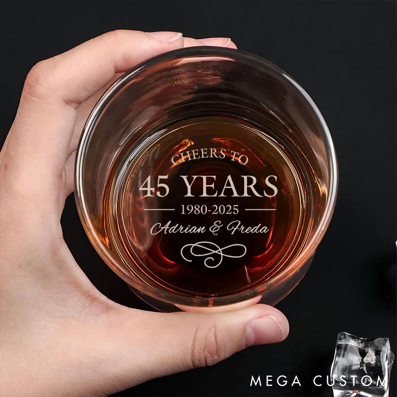 Personalized Cheers to Anniversary Years Whiskey Glass Couple Anniversary Whiskey Glass for Husband Wife Couple Anniversary Gift Glass for Wine Lover