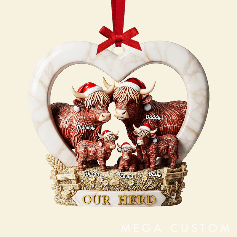 Personalized Gifts For Family Christmas Highland Cow Ornament