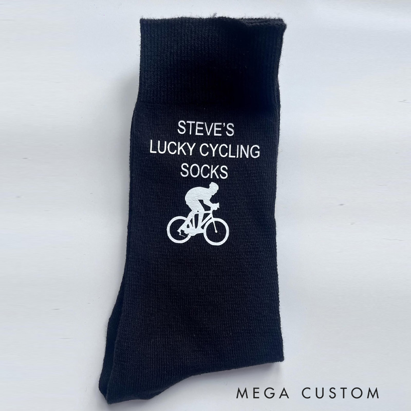 Personalized Lucky Cycling Socks Custom Name Gift for Cyclists