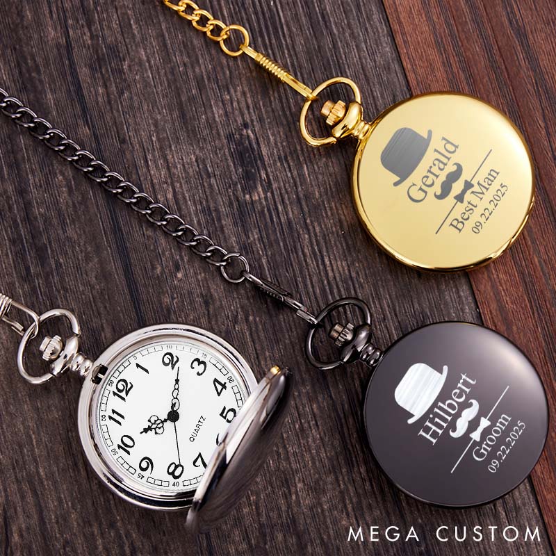 Personalized Engraved Pocket Watch for Groomsmen Timeless Gentleman Wedding Party Gift Best Man Gift Pocket Watch with Chain