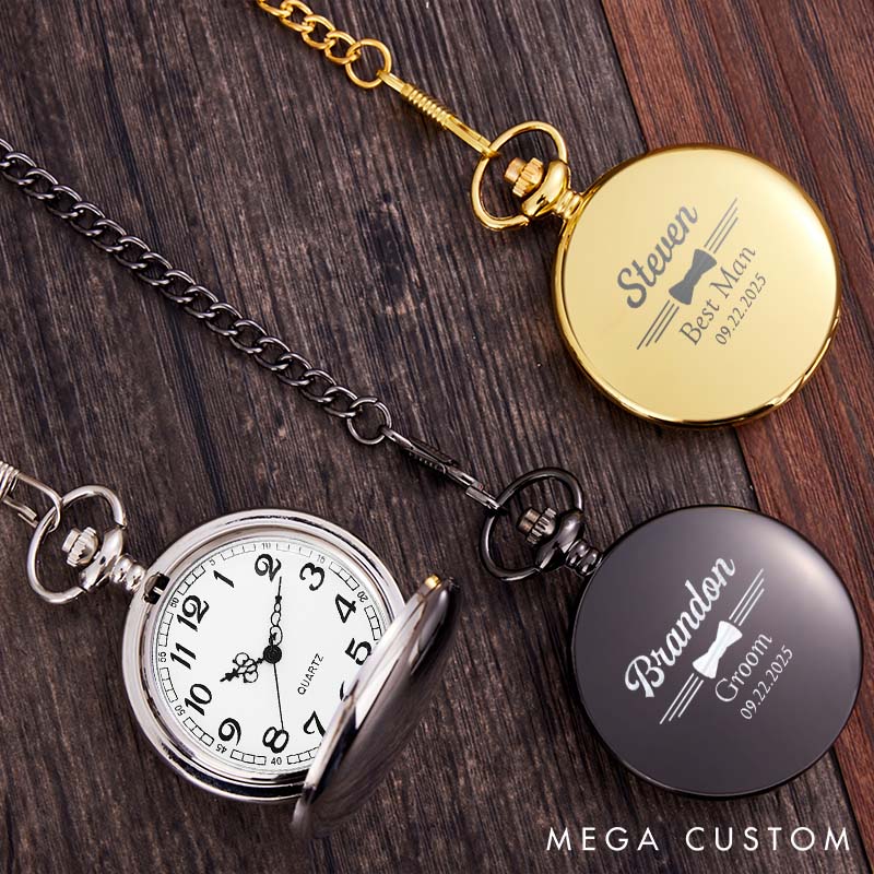 Personalized Best Man Pocket Watch Groomsmen Wedding Gift Pocket Watch Bachelor Favors Gift for Men Groom Groomsmen Proposal Gift