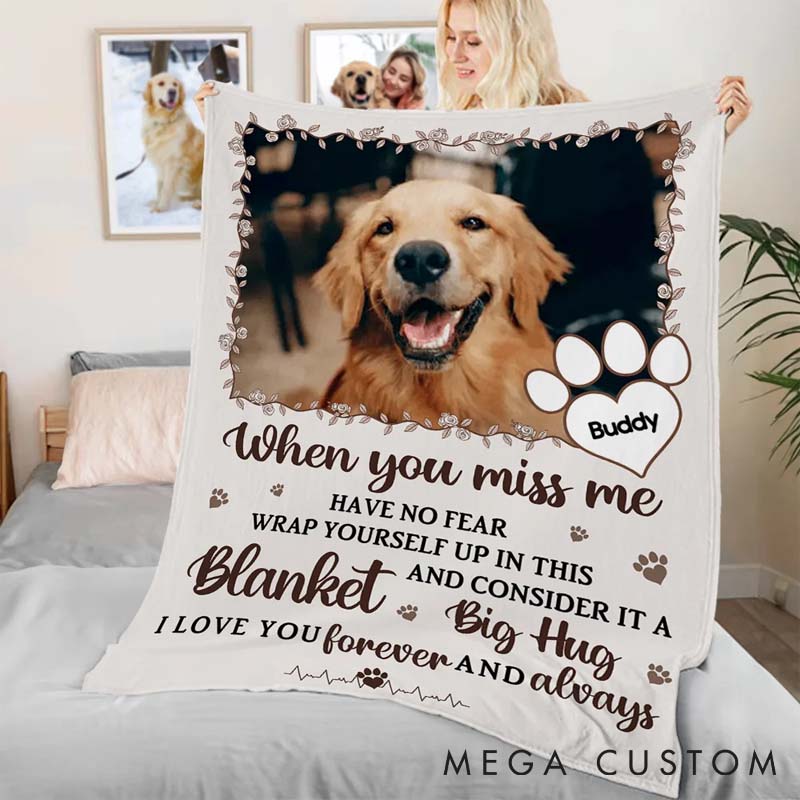 Personalized Pet Lover Miss Me No Fear Paw Throw Blanket