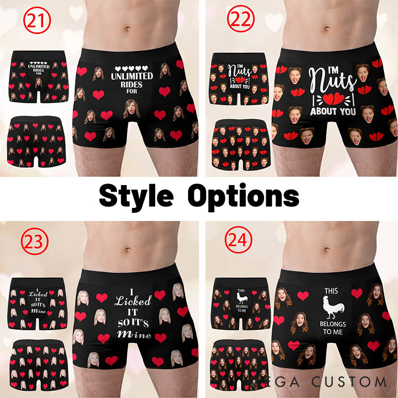 Personalized Girlfriend Wife Face Boxer Briefs Men Underwear with Women Face Photo Valentine's Day Gift for Boyfriend Husband Groom Gift from Bride