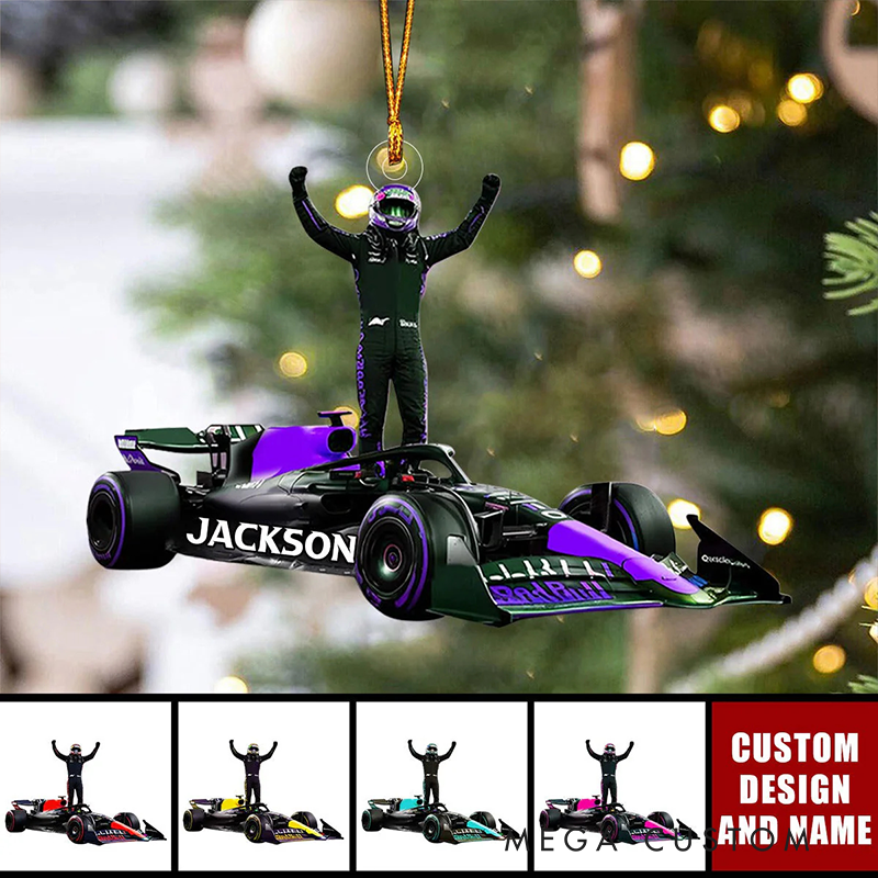 Personalized Racer Christmas Ornament with Winning Racer Design Gift for Racers and Racing Lovers