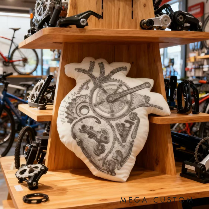 Personalized Bicycle Art Print Pillow Vintage Bike MTB Bicycle Funny Bike Riding Bicycle Gifts Pillow for Cycling Enthusiasts Soft and Funny Home Decor