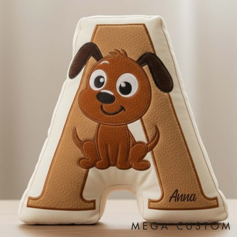 Personalized Dog Lover Letter Pillow with Dog Custom Name Design