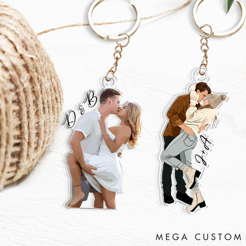 Personalized Couple Photo Faceless Portrait Car Ornament Newlyweds Christmas Ornament from Your Own Picture Valentine's Day Anniversary Christmas Gift
