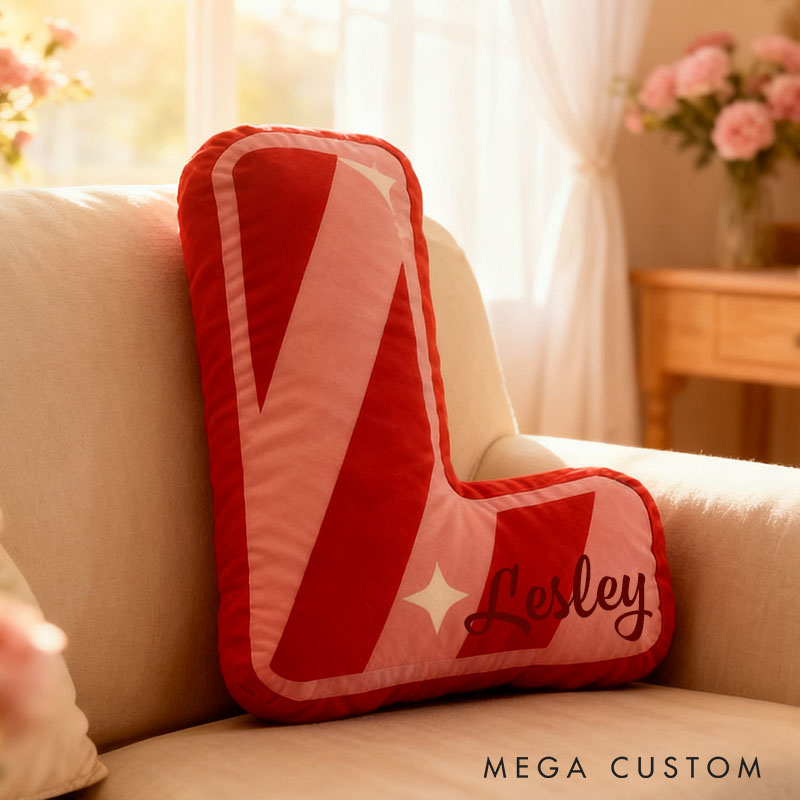 Personalized Girlfriend Initials Pillow Custom Couple Newlyweds Letter Cushion DIY Name Pillow First Christmas Pillow for Husband Wife Boyfriend