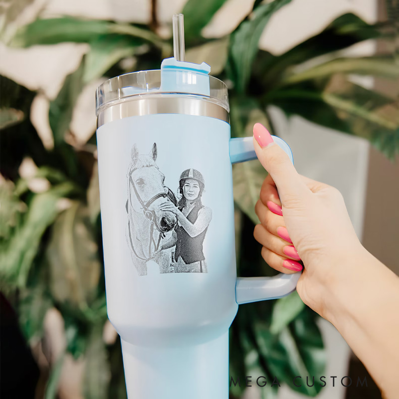 Personalized Horse Photo Tumbler Riding Horse Lovers Cup Unique Christmas Gifts for Girl Horse Rider Horse Riding Gift Riding Lovers